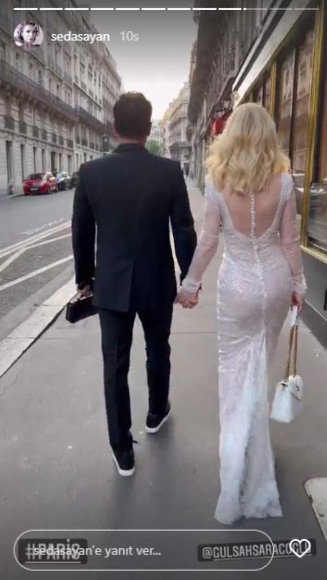 Balayına giden Seda Sayan ve eşi, Paris sokaklarında gelinlik ve damatlıkla çekim yaptı
