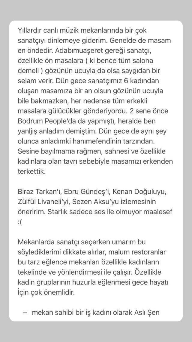 Sosyetik isim Aslı Şen, dinlemeye gittiği Linet'i topa tuttu: Erkeklerin olduğu masaya gülücükler gönderiyordu