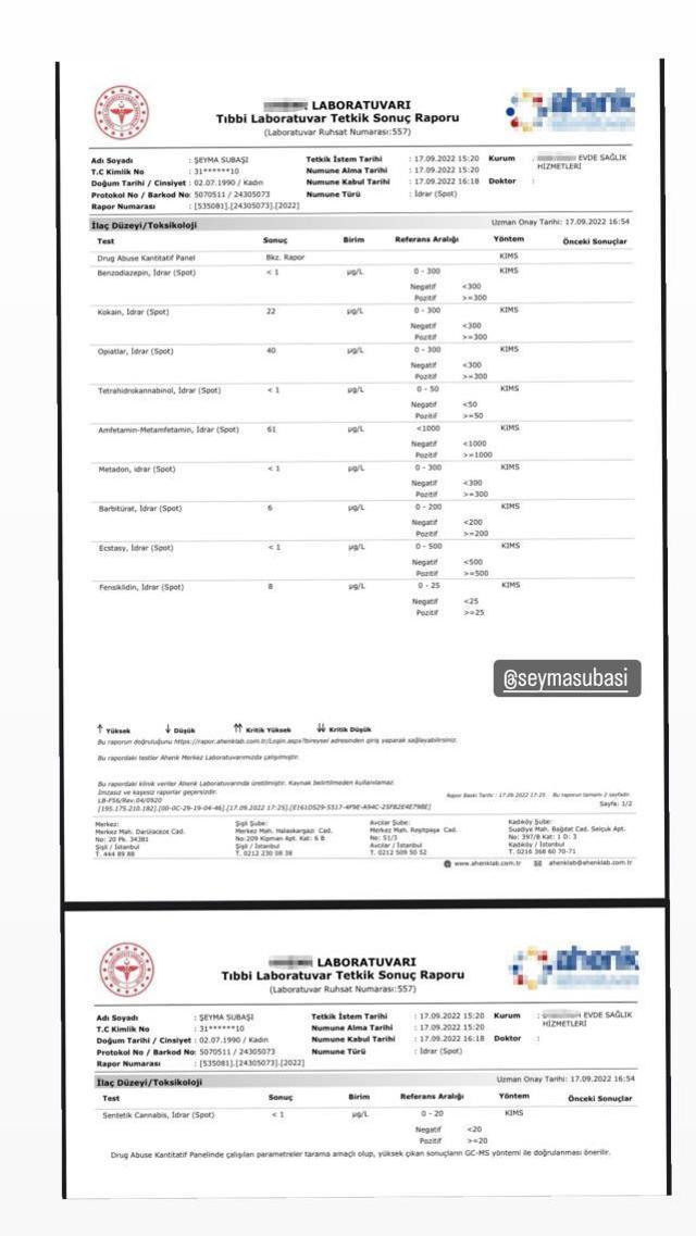 Bu görüntüler tartışma yaratmıştı! Şeyma Subaşı'nın uyuşturucu testinin sonucu çıktı
