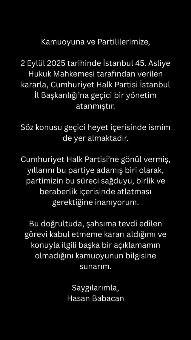 Hasan Babacan kayyum heyetinden çekildi