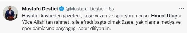 Hıncal Uluç'un vefatı sonrası spor ve siyaset dünyasından peş peşe taziye mesajları