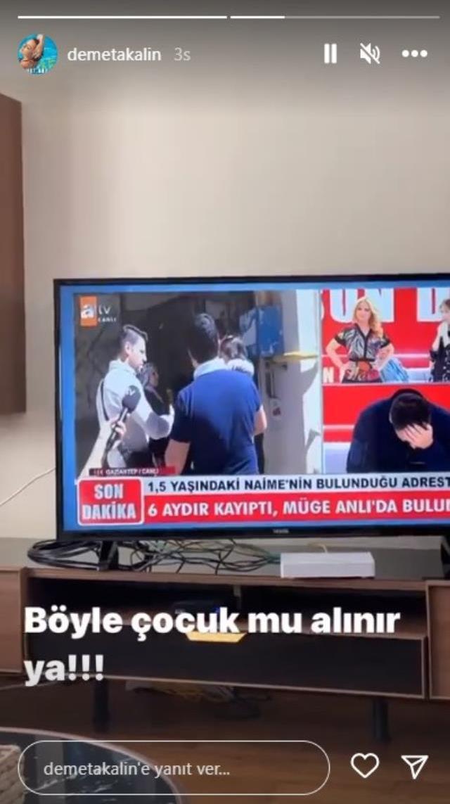 1,5 yaşındaki çocuğun canlı yayındaki görüntülerini gören Demet Akalın, Müge Anlı ve ekibine tepki gösterdi