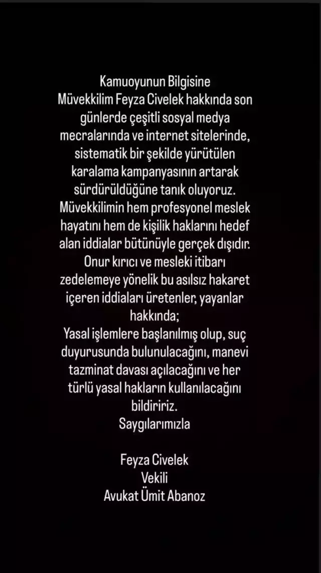 Feyza Civelek'in sabrı taştı! O iddialara karşı dava açıyor