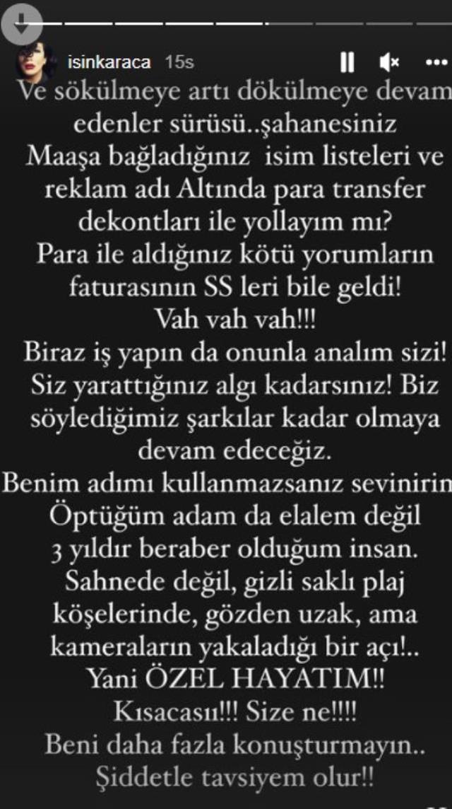 Sevgilisiyle öpüştüğü görüntüler için eleştirilen Işın Karaca, gözdağı verdi: Bendeki belgeler adam yakar