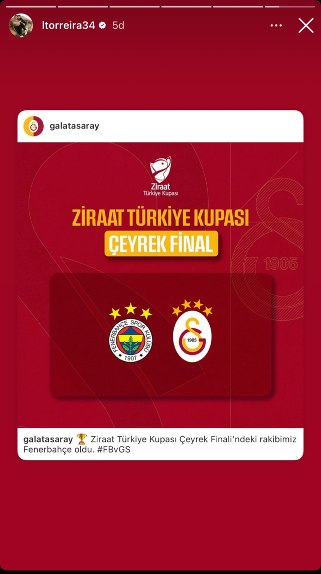 Galatasaray'ın yıldızları, kuapadaki Fenerbahçe eşleşmesi için peş peşe paylaşım yaptı