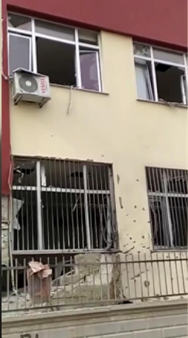 Terör örgütü tarafından fırlatılan roketinin isabet ettiği okuldan ilk görüntüler