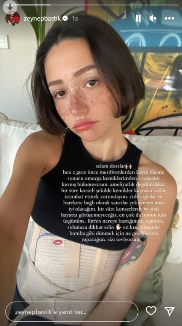 Merdivenlerden düşerek kaburga kemikleri kırılan Zeynep Bastık, konserlere ara veriyor