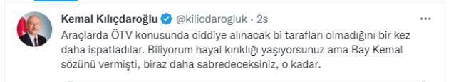 Kemal Kılıçdaroğlu'ndan 'Ötv' Açıklaması: 'Biliyorum Hayal Kırıklığı Yaşıyorsunuz Ama Bay Kemal Sözünü Vermişti, Biraz Daha Sabredeceksiniz, O Kadar'