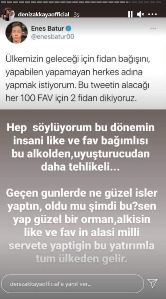Deniz Akkaya, paylaşımına gelen beğenilere göre bağış yapacağını söyleyen Enes Batur'a tepki gösterdi