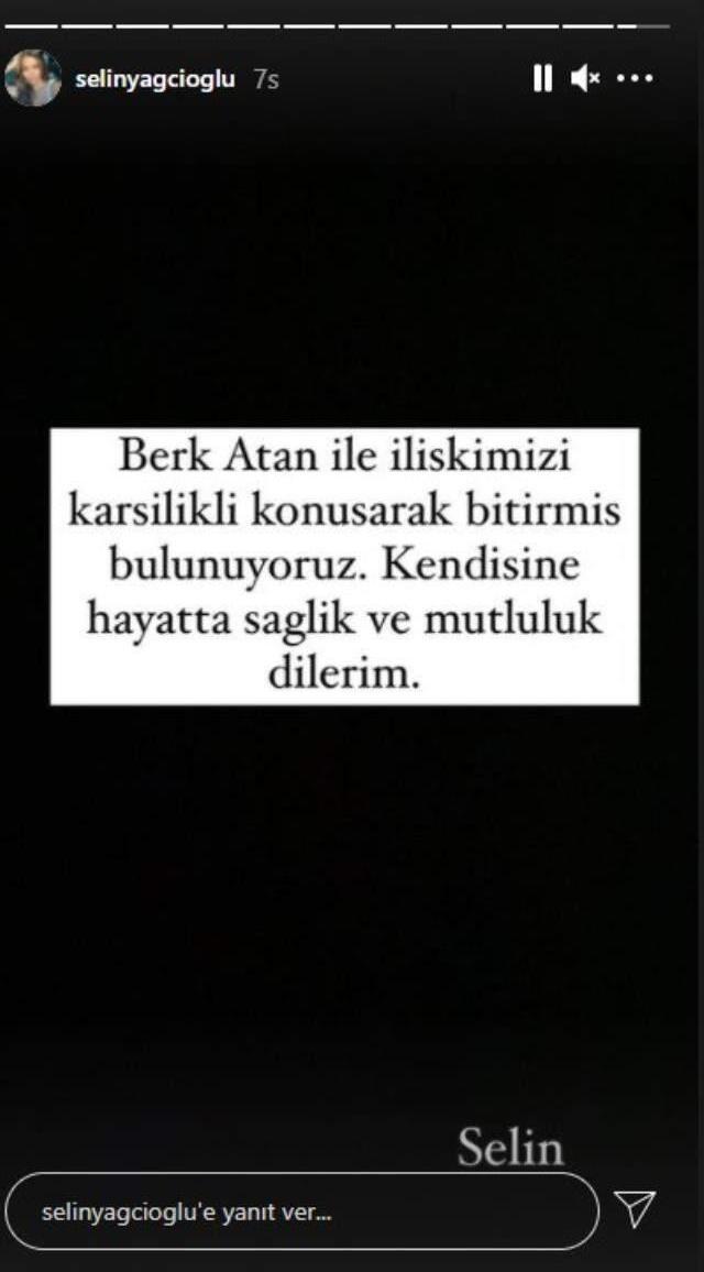 Berk Atan ve Selin Yağcıoğlu çifti ilişkilerini noktaladı