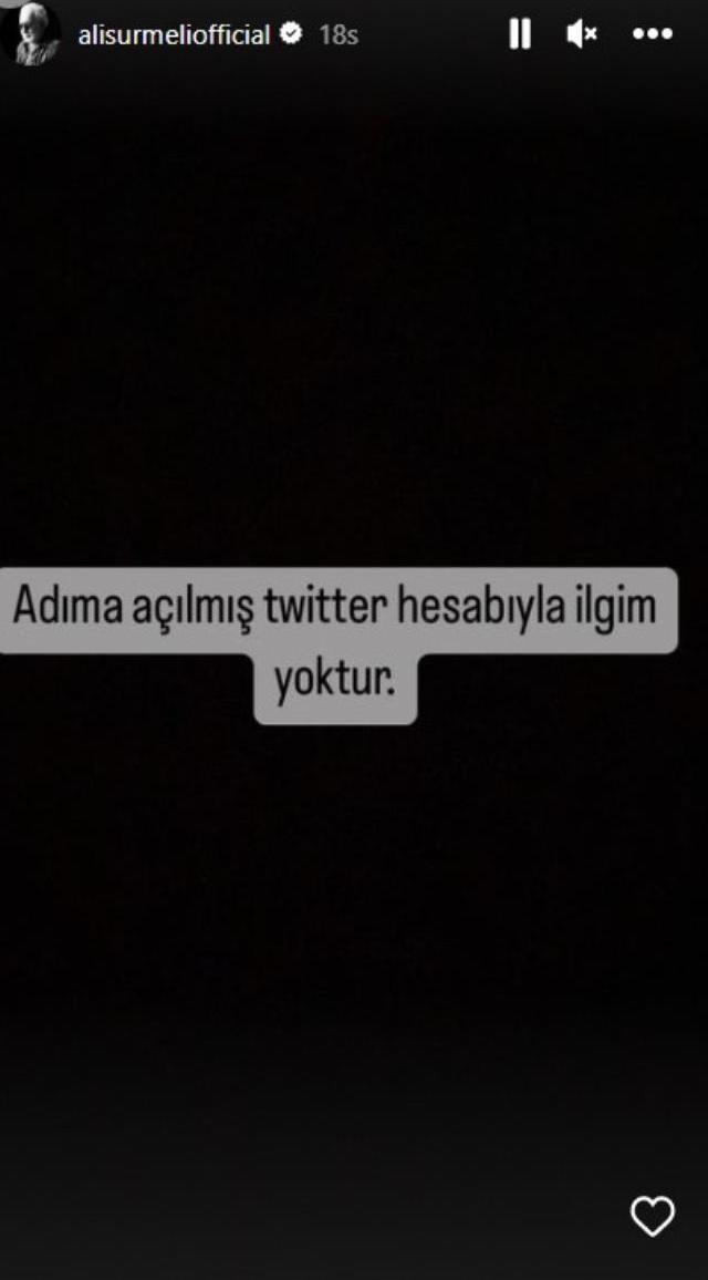 Ünlü oyuncu Ali Sürmeli'ye ait olduğu iddia edilen Twitter hesabı