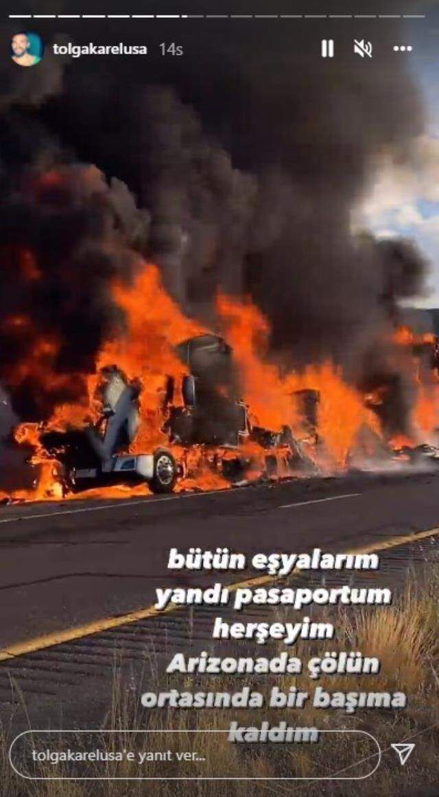 Görüntüleri bir yıl sonra paylaştı! Tolga Karel'in 'İlk göz ağrım' dediği milyonluk tırı saniyeler içinde küle döndü