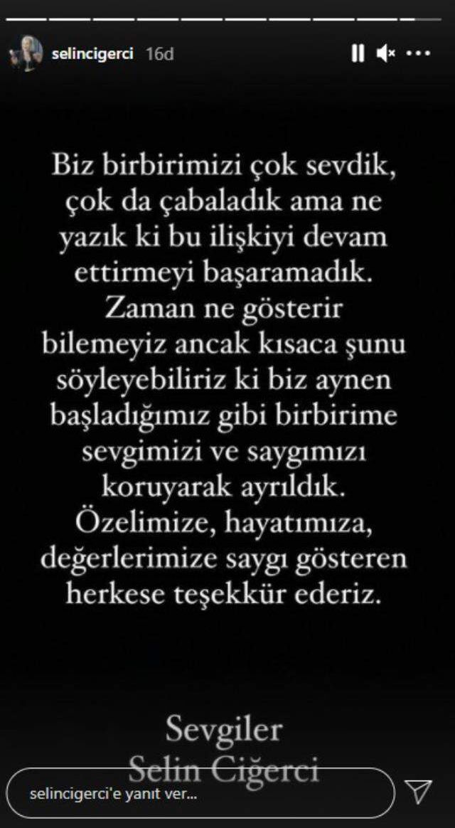 Tek celseden boşanan Selin Ciğerci ve Gökhan Çıra'dan açıklama: Çabaladık ama devam ettiremedik