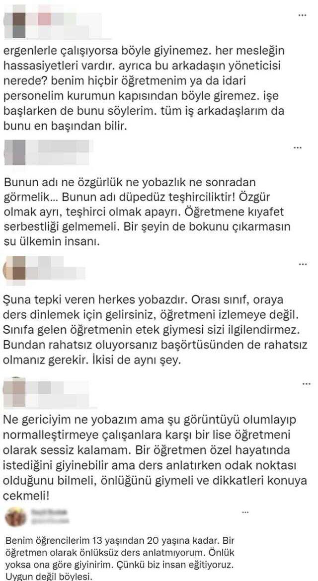 Mini etekli ders anlatan öğretmen sosyal medyada tartışma yarattı