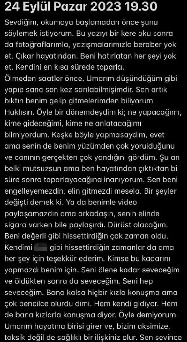 4 gündür haber alınamayan genç kız, erkek arkadaşına mektup bırakmış: Bir kere oku sonra da yok et