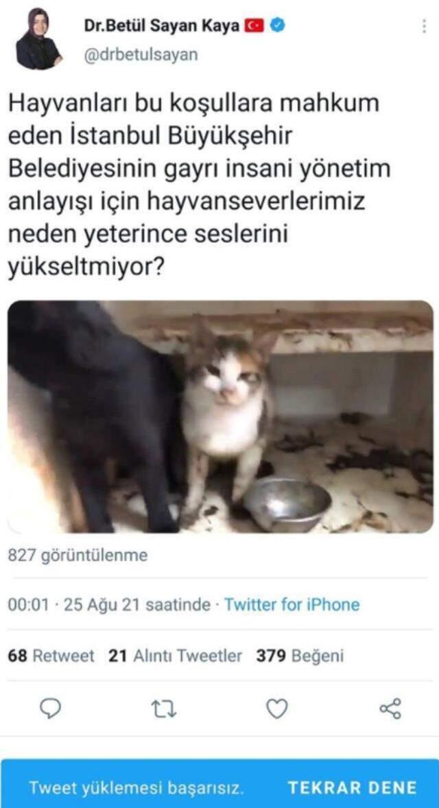 İBB'yi eleştirmek isteyen Fatma Betül Sayan Kaya, hatasının farkına varınca paylaşımın sildi