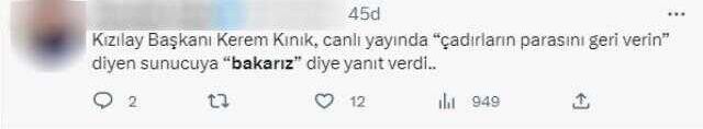 Kızılay Başkanı Kınık, canlı yayında 'Satılan çadırların parasını Ahbap'a iade edin' teklifine böyle yanıt verdi: Bakarız