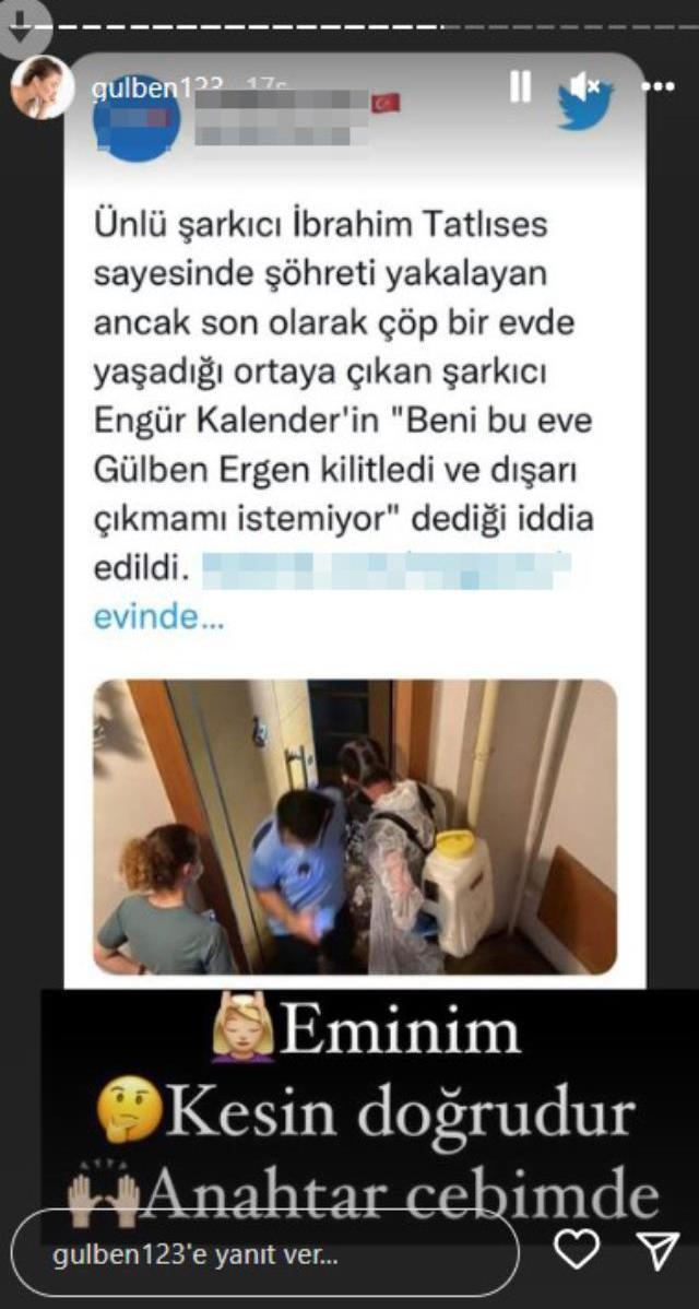 Çöp evde bulunan şarkıcı Engür Kalender 'Gülben beni eve kilitledi' dedi, Gülben Ergen'den yalanlama gecikmedi