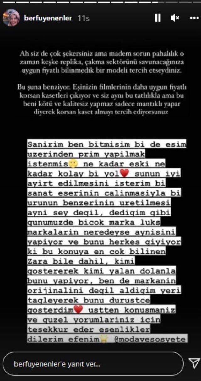 Berfu Yenenler, kıyafetini beğenmeyen fenomen Pelin Kaya ile birbirine girdi