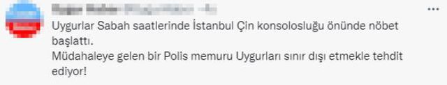 Çin Konsolosluğu önünde eylem yapan Uygur Türklerine 'sınır dışı' tehdidi sosyal medyayı ayağa kaldırdı