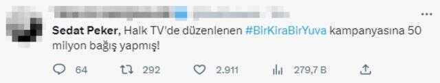'Bir Kira Bir Yuva' kampanyasına bağlanan şahsın sözleri dikkat çekti! Bağış yapan kişi Sedat Peker mi?