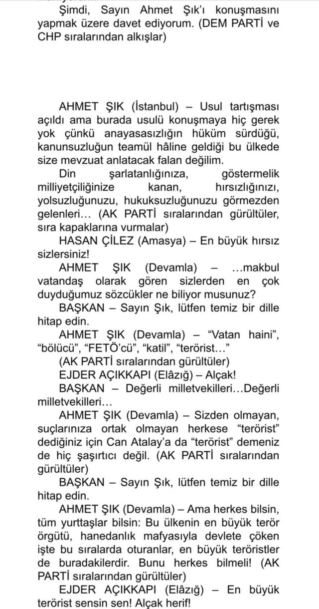 Ahmet Şık ve Alpay Özalan arasındaki yumruklu kavga Meclis tutanaklarında