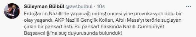CHP'nin suç duyurusunda bulunduğu pankarta Cumhurbaşkanı Erdoğan kayıtsız kalamadı