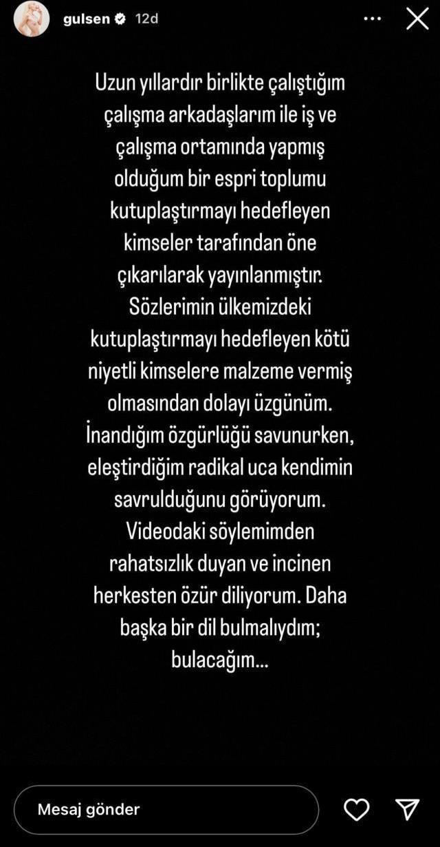 Son Dakika: İmam Hatiplilere yönelik sözleri nedeniyle gözaltına alınan Gülşen'den ilk açıklama: Özür diliyorum