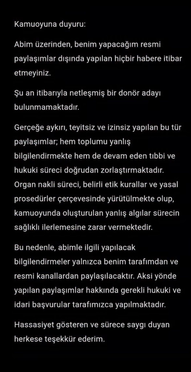 Ufuk Özkan'a donör bulundu iddialarına kardeşی Umut Özkan'dan yalanlama