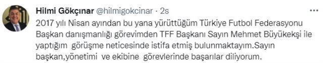 TFF'de istifa depremi! Başkan Danışmanı Hilmi Gökçınar görevinden ayrıldı