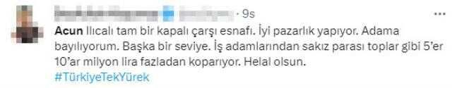 Türkiye Tek Yürek kampanyasında gelen bağışları katlayan Acun Ilıcalı, Twitter'da gündem oldu
