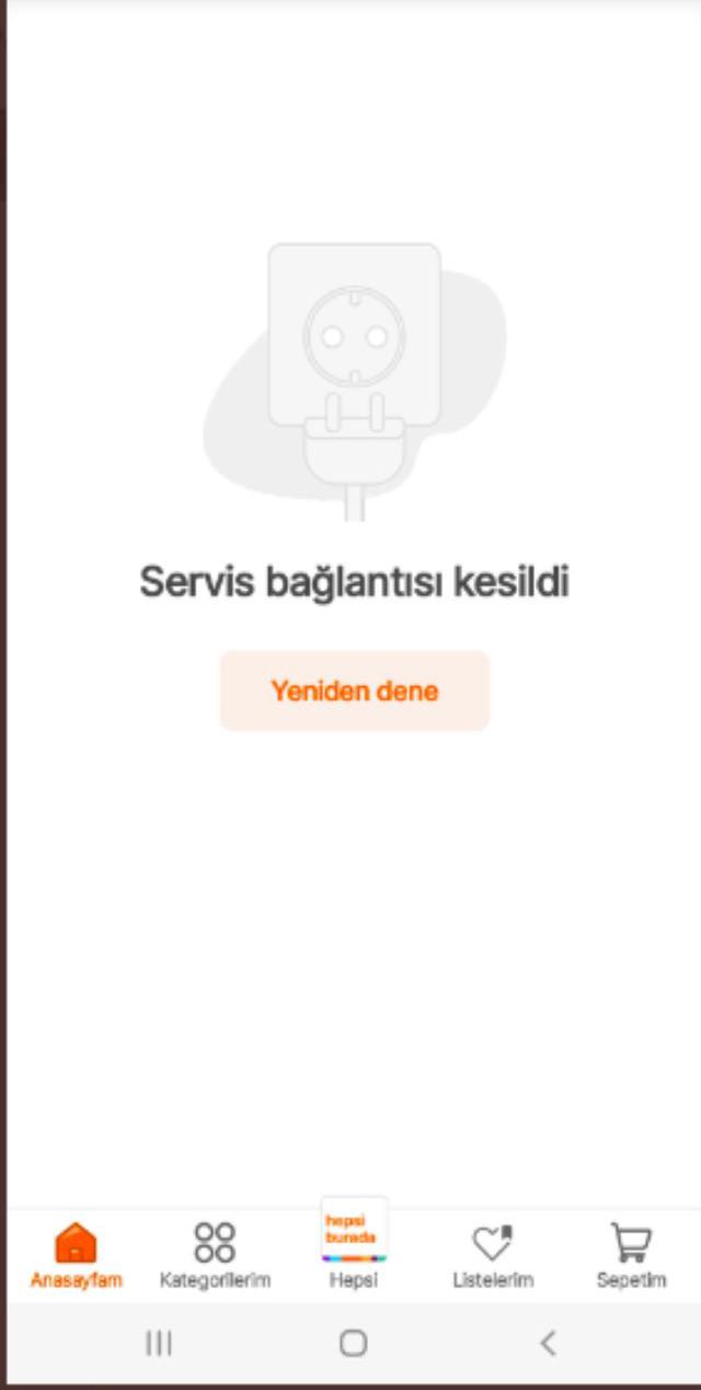 Hepsiburada uygulama neden açılmıyor? Hepsiburada servis bağlantısı kesildi! Hepsiburada çöktü mü? Hepsiburada servis bağlantısı kesildi!