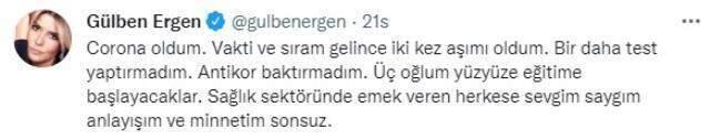 Koronavirüsle ilgili paylaşımı yanlış anlaşılan Gülben Ergen, 'Korona olmadım' diyerek isyan etti