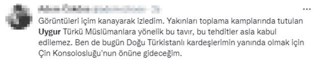 Çin Konsolosluğu önünde eylem yapan Uygur Türklerine 'sınır dışı' tehdidi sosyal medyayı ayağa kaldırdı
