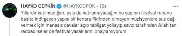 Ünlü isimler, Zeytinli Rock Festivali'nin iptal edilmesine tepki gösterdi