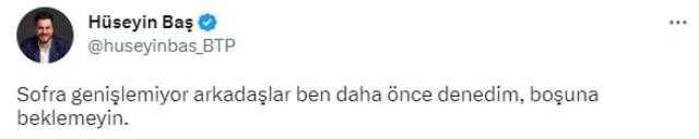 BTP lideri Hüseyin Baş'tan Kılıçdaroğlu'na gönderme: Sofra genişlemiyor arkadaşlar ben daha önce denedim