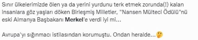 Eski Almanya Başbakanı Merkel'e 'Nansen Mülteci Ödülü'