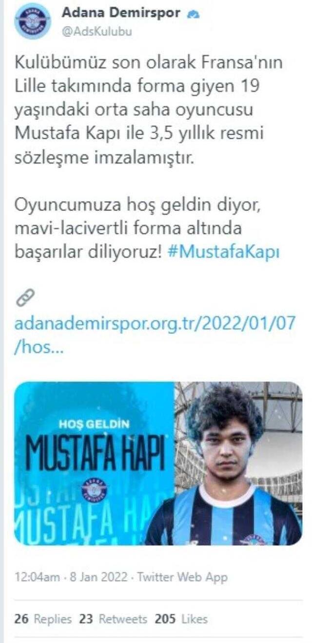 Gece yarısı şaşırtan transfer! Lille'den resmen Adana Demirspor'a geldi