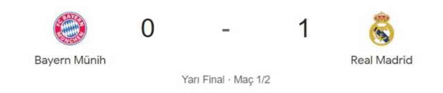 Bayern Münih Real Madrid maçı kaç kaç, bitti mi? MAÇ SKORU! B.Münih R.Madrid maçı kaç kaç, canlı maç skoru!
