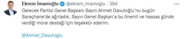 Ahmet Davutoğlu'ndan İBB'ye ziyaret! İmamoğlu'nun mesajındaki detay dikkat çekti