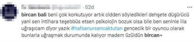 Hafsanur Sancaktutan'ın intihara teşebbüs ettiğini söyleyen Bircan Bali'ye tepki yağıyor: Bu kadına şiddet