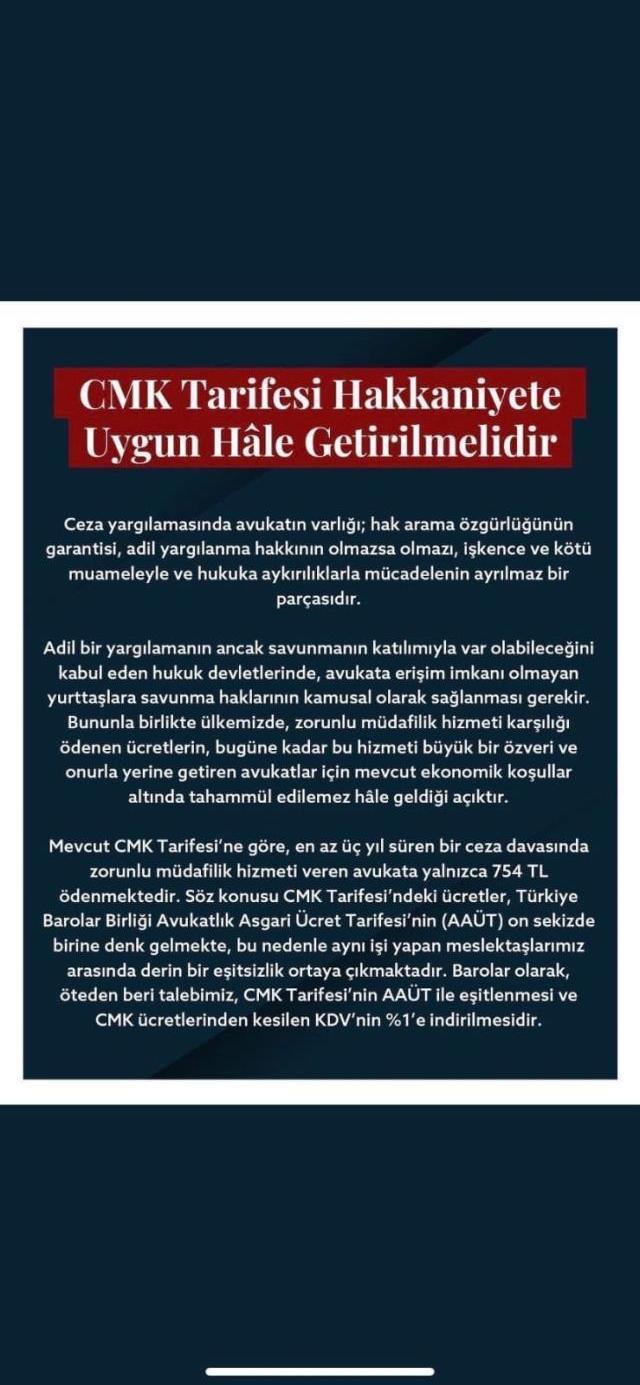 Avukatlar CMK ücretleri için resti çekti! Hizmetler bile durabilir