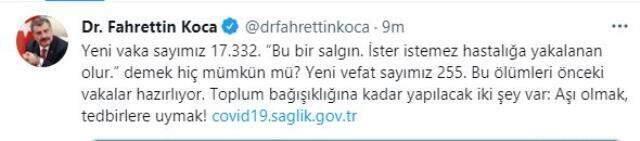 Son Dakika: Türkiye'de 29 Ağustos günü koronavirüs nedeniyle 255 kişi vefat etti, 17 bin 332 yeni vaka tespit edildi