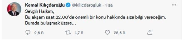 Kılıçdaroğlu'ndan dikkat çeken paylaşım! Tam Erdoğan'ın canlı yayına çıkacağı saatte önemli bir açıklama yapacak