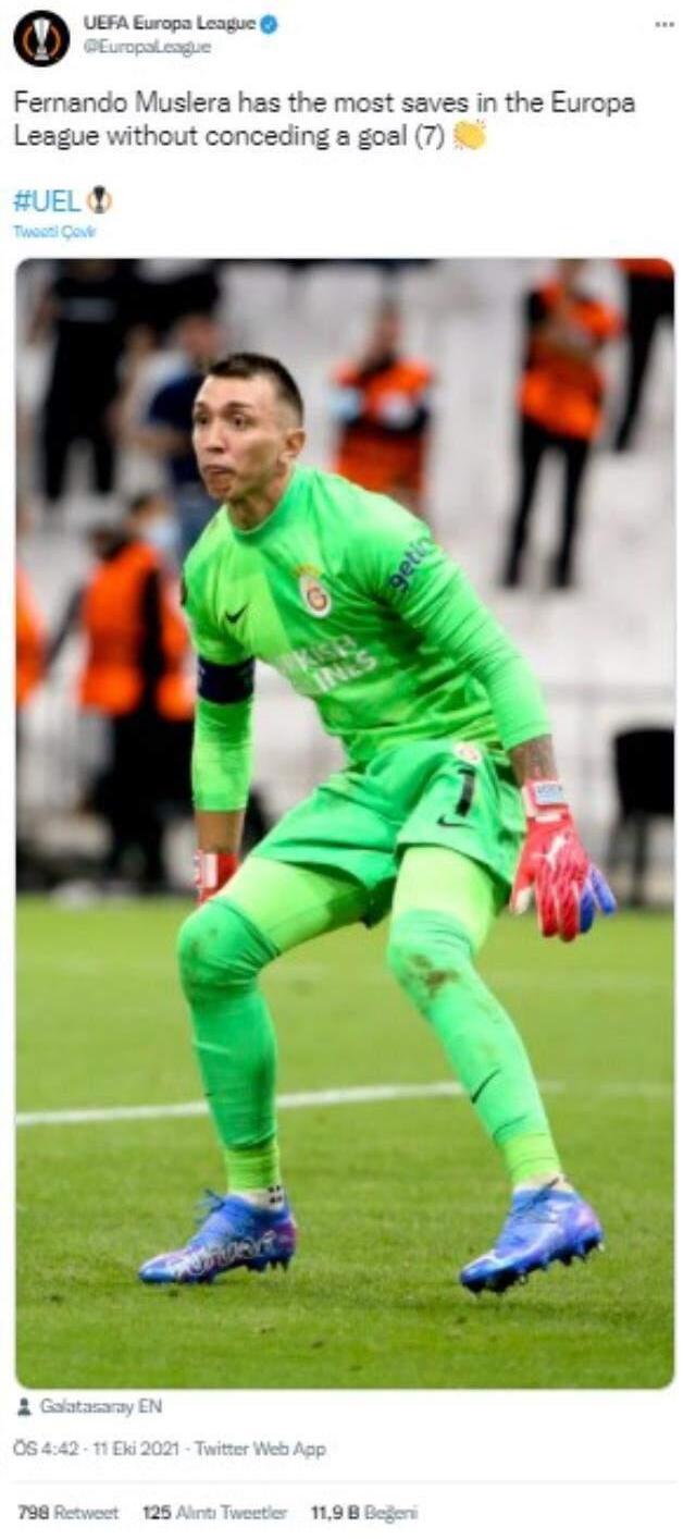 Avrupa Ligi'nin Muslera paylaşımına beğeni yağıyor! Ondan daha iyisi yok
