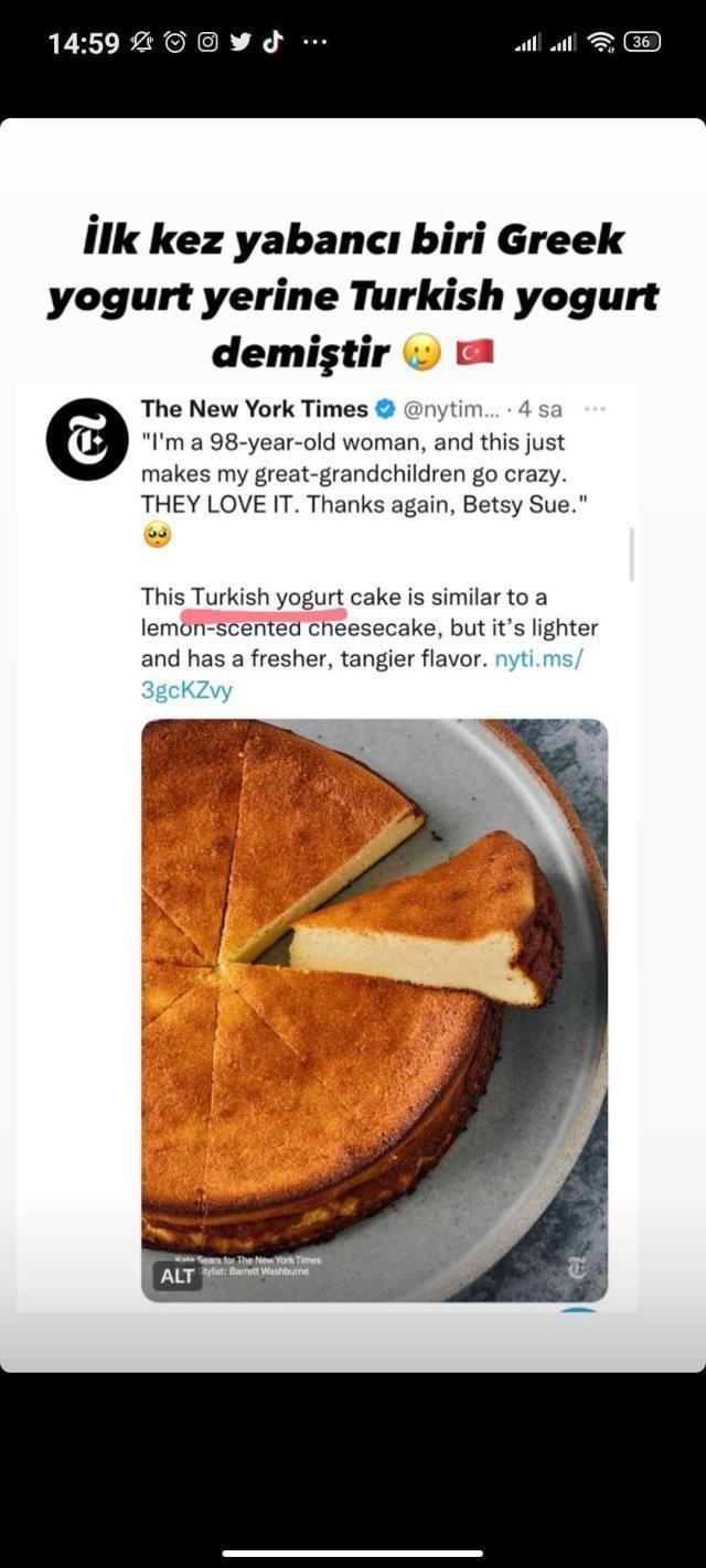New York Times'ın 'Türk yoğurdu' paylaşımı bazı kullanıcıların canını sıktı