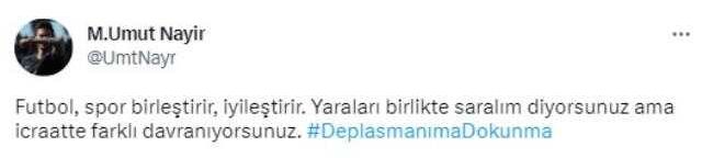 Umut Nayir, Fenerbahçe taraftarına verilen yasağa sessiz kalmadı: İcraatta farklı davranıyorsunuz
