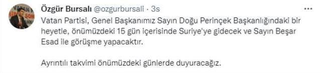 Doğu Perinçek, Beşar Esad ile görüşmek için Suriye'ye gidiyor
