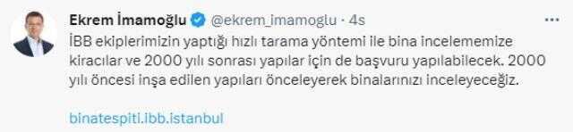 İmamoğlu: 2000 yılı sonrası inşa edilen yapıların sağlamlığını da inceleyeceğiz