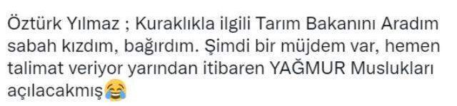 Yenilik Partisi Genel Başkanı Yılmaz: Kuraklıkla ilgili Tarım Bakanı ile görüştüm, kızdım bağırdım